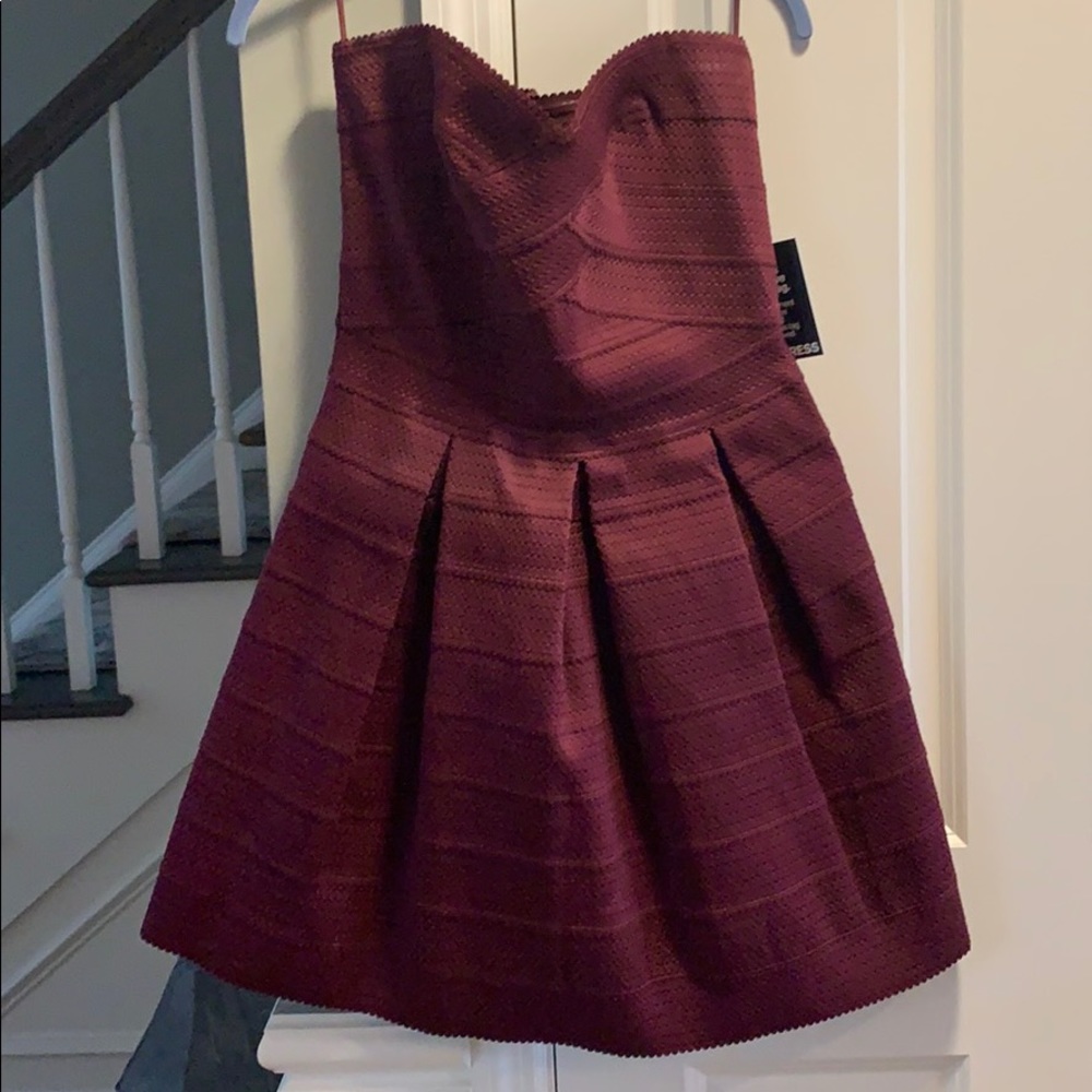 Burgundy Strapless Dress